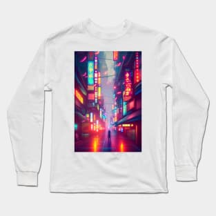 A Man in Tokyo Neon Anime Japan Vibes <3 Long Sleeve T-Shirt